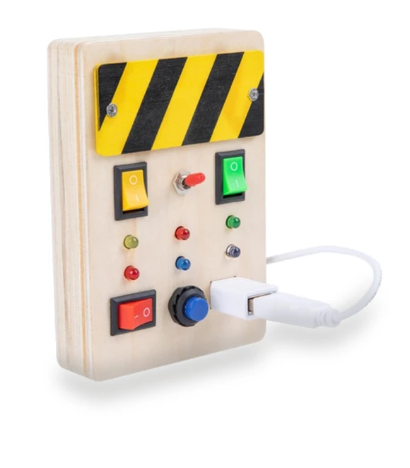Wooden Sensory Busy Board with LED Buttons — Infant & Early Childhood Playthings, CosyHome