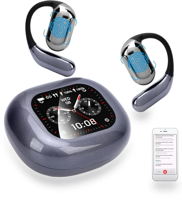 AI Translator Earbuds with Touch Screen — Language Translators, Junmaocun