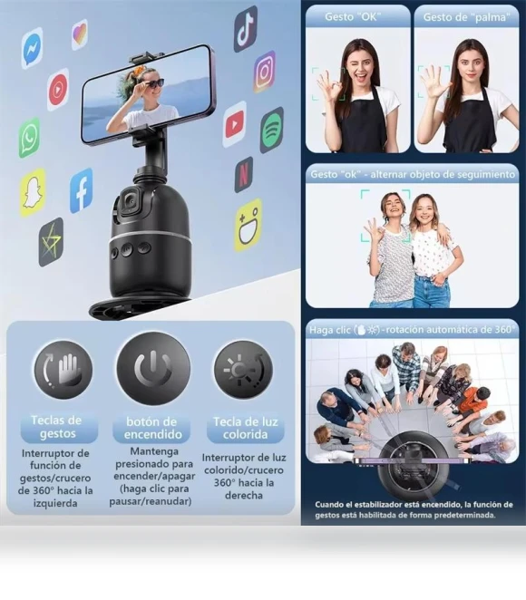 Gimbal Stabilizer AI 360 Smart Face Recognition Follow Selfie Stand — Selfie Sticks, Walmart online