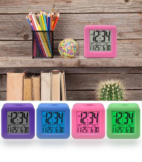 Soft-Cube Alarm Clock with LCD Display and Smart Lighting — Alarms & Clocks, Equity By La Crosse