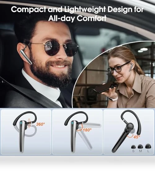 Wireless Earpiece with Dual ENC Noise Canceling Mic — Headsets, SKIUDCT