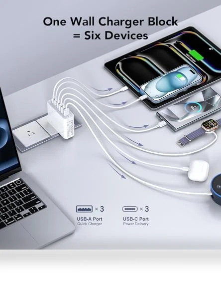100W 6-Port PD Fast USB C Charging Block — Chargers, CSODINCE