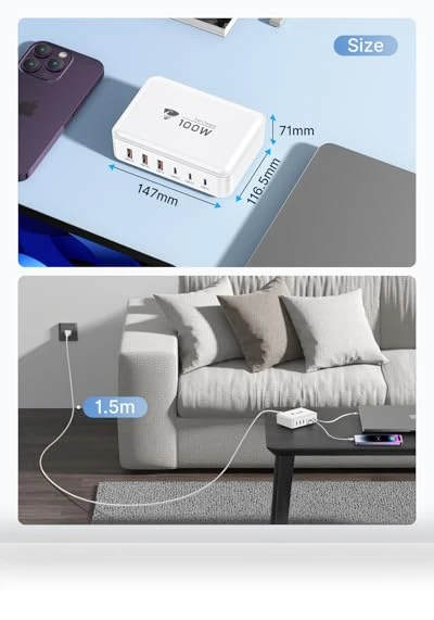 100W GaN 6 Port USB C Fast Charging Station — Chargers, CHONGZHENG (HK)CO. ,LIMITED