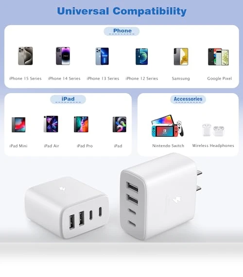 40W 2Pack 4Port USB C PD Charger Block — Chargers, Shenzhen Jiaxingyuan Technology Co., Ltd.