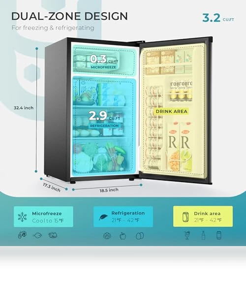 Mini Fridge with Freezer — Mini Fridges, EUHOMY