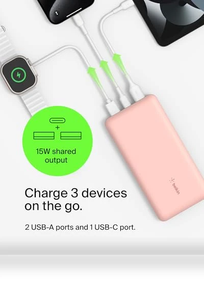 Portable Charger, USB-C Power Bank 20,000mAh — Chargers, Belkin