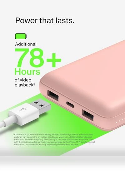 Portable Charger, USB-C Power Bank 20,000mAh — Chargers, Belkin