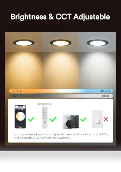 Smart WiFi Recessed Lights — LED, Lumary
