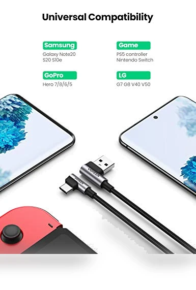 USB to USB C Cable 90 Degree Fast Charging Cord — Cables, UGREEN