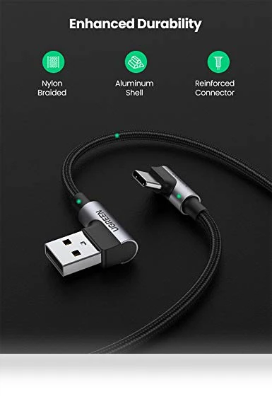 USB to USB C Cable 90 Degree Fast Charging Cord — Cables, UGREEN