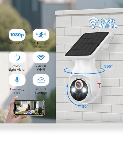 WiFi Security Camera with Solar Panel — Smart Home Security, SizzChat