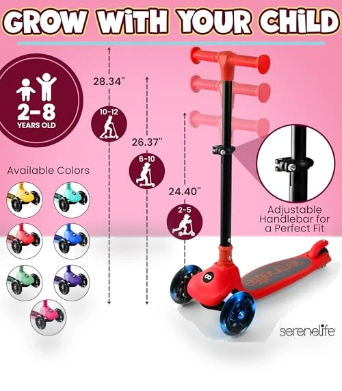 3 Wheel Foldable Kids Scooter — Push Scooters, SereneLife