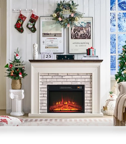 Flip Top Electric Fireplace with Mantel — Entertainment Furniture, Aitjunz