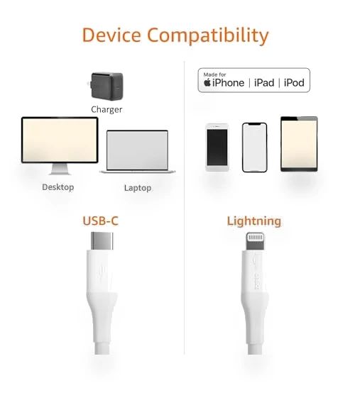 MFi Certified USB-C to Lightning Fast Charging Cable — Chargers, Amazon Basics