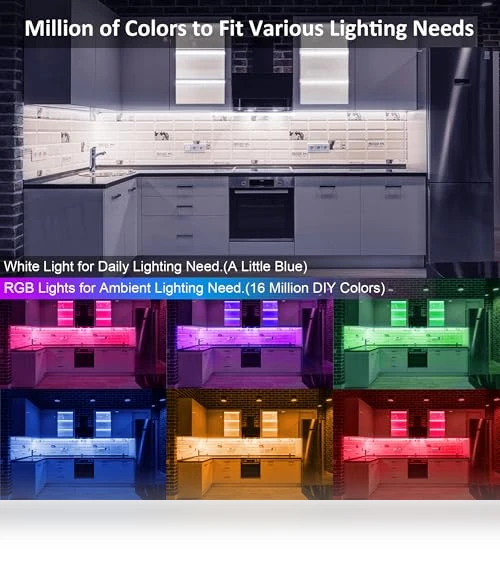 RGB Under Cabinet Lights Kit — LED Strips, Benreom