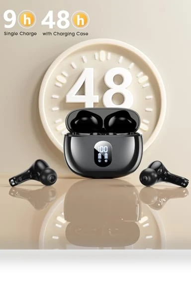 Wireless Earbuds with Big Bass Stereo Sound — In-Ear Headphones, ZZU