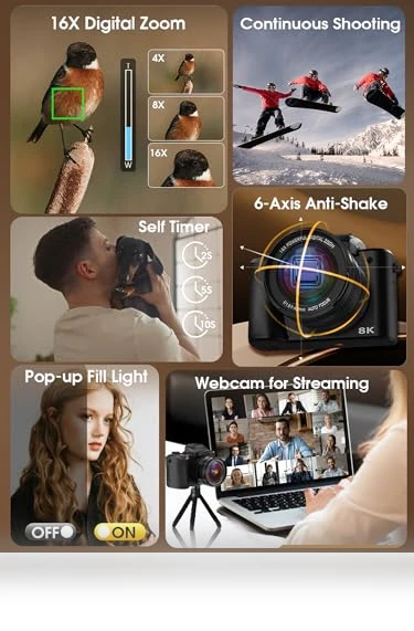 8K Digital Camera — Mirrorless Cameras, YOODEE
