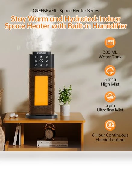 Indoor Space Heater with Humidifier — Air Moisturizers, GREENEVER