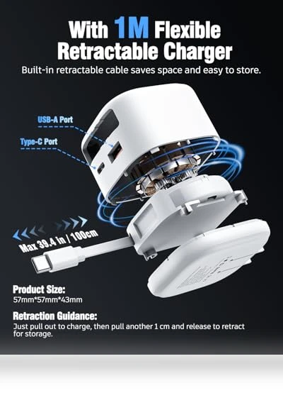 Retractable Wall Charger with Type C Cable — Chargers, Dongguan Hengyunda Technology Co.,LTD