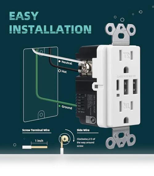 USB C Wall Outlet — Outlet Switches, TOPELER ELECTRIC INC