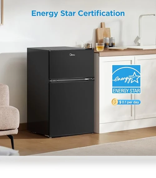 Double Door Mini Fridge with Freezer — Mini Fridges, Midea