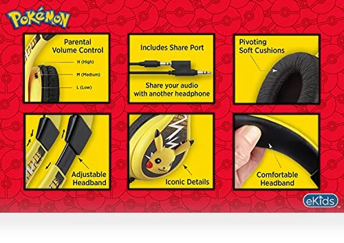 Pikachu Wired Kids Headphones — Portable Media Devices & Accessories, Kid Designs