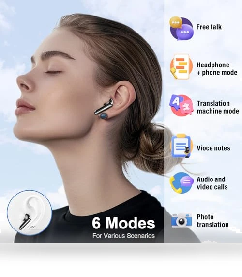 Real Time Translation Earbuds — In-Ear Headphones, SKIUDCT