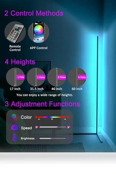 Smart RGB LED Corner Lamp — Standing Lights, Sotipevs