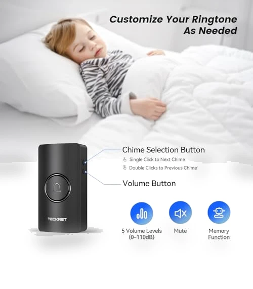 Wireless Doorbell — Push Buttons, TECKNET