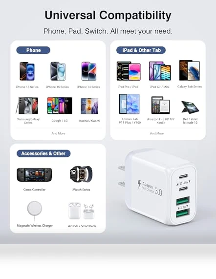 4 Port Fast Charging Block — Chargers, LCGENS