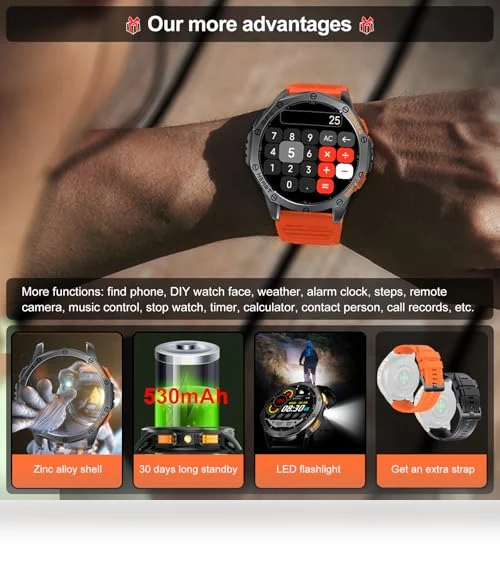 Military Smart Watch with GPS and Flashlight — Smartwatches, Tiwain