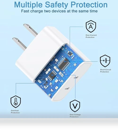 PD Dual USB C Charger Block with 10FT Woven Cable — Chargers, Shenzhen Huangyingjia Technology Co., Ltd.