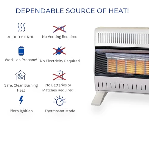 Ventless Propane Gas Infrared Space Heater with Thermostat Control — Portable Heating Solutions, ProCom
