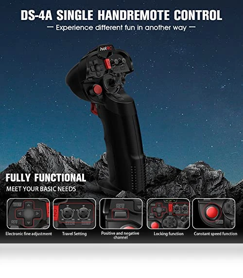 4 Channel Single Hand RC Radio Transmitter — Speed Controllers, HOTRC