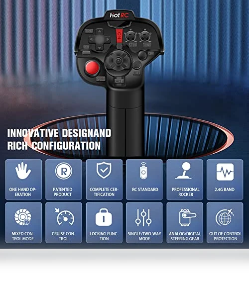 4 Channel Single Hand RC Radio Transmitter — Speed Controllers, HOTRC