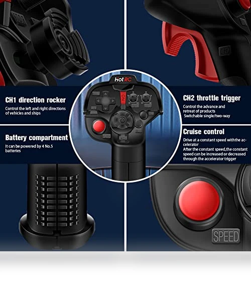 4 Channel Single Hand RC Radio Transmitter — Speed Controllers, HOTRC