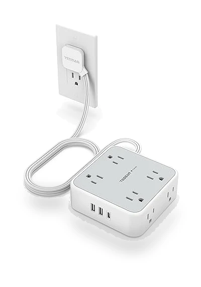 Flat Plug Power Strip Surge Protector — Power Solutions & Surge Protection, TESSAN