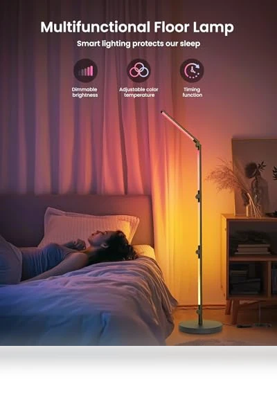 Foldable Corner Floor Lamp with Remote — Standing Lights, AUDERWIN