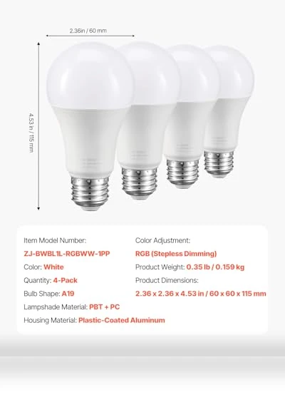 Smart Light Bulbs — LED, VEVOR