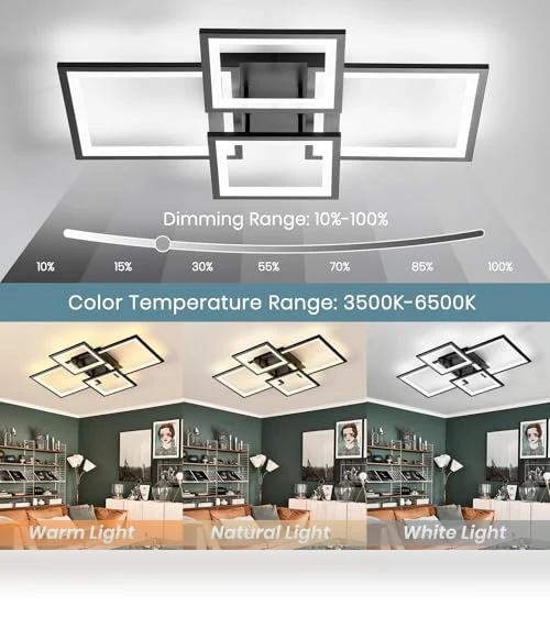 Square LED Flush Mount Ceiling Light — Overhead Lighting, EIDISUNY