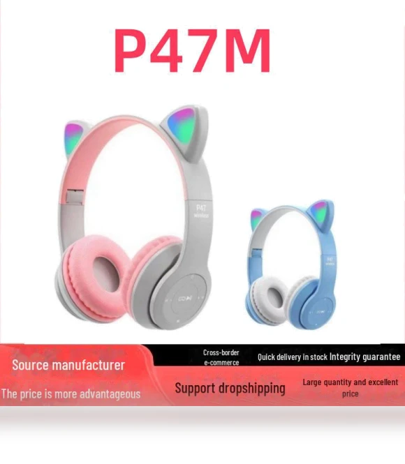 Cat Ear Gaming Bluetooth Headset with Colorful Lights — Headsets, AI Supermarket