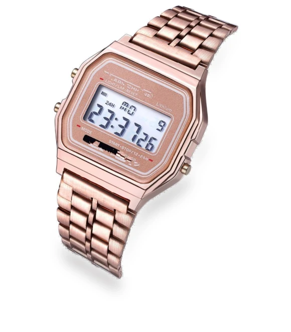 Electronic Watch with Steel Strap and Multicolor LEDs — Wearable Accessories, AI Supermarket