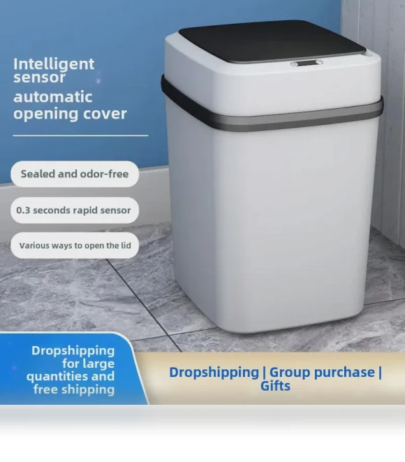 Large Smart Induction Trash Bin with Lid — Kitchen Cans, VividTrove