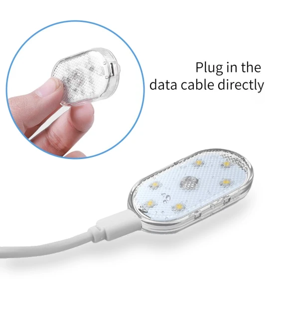 2Pcs 5V 6LED Car Interior Dome Light Finger Touch Sensor Reading Lamp USB Charge — Light Kit, Skyfree