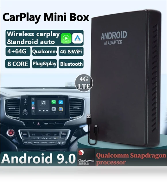 4G LTE Wireless CarPlay Mini Android Auto Ai Box Car Audio System — Stereo Receivers, loverapple