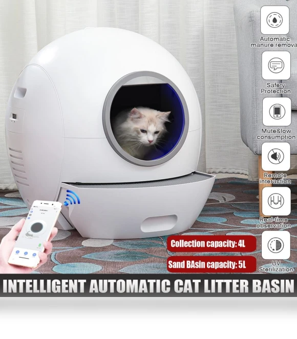 Electric Cat Litter Box with Lid — Waste Bins, Decor Dream