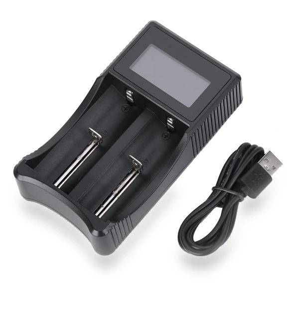 Portable Travel LCD Smart Display USB Double Slot Charging Battery Charger — Holders, Koogeelife