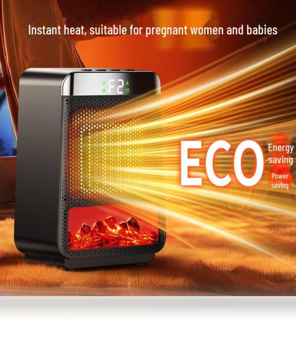 Silent Energy-Saving PTC Electric Heater with 3D Dynamic Flame — Portable Heating Solutions, Perfect choice for your home