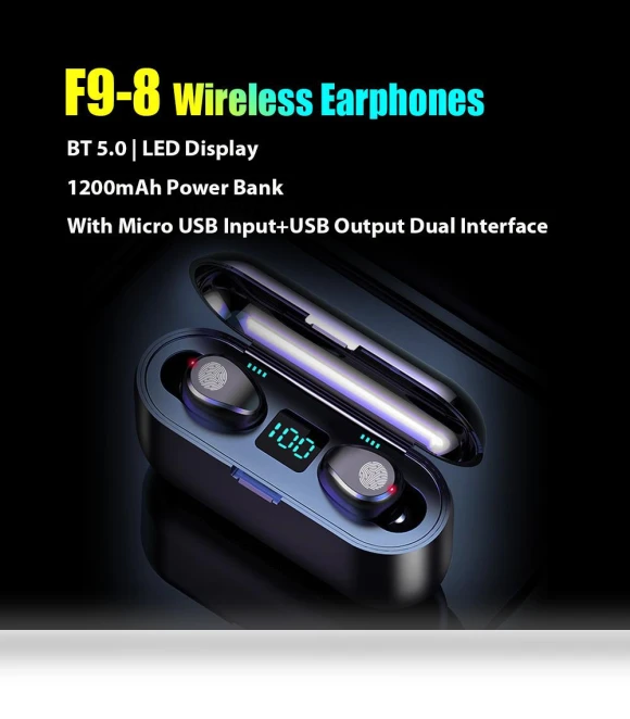 Wireless Earbuds with LED Display — In-Ear Headphones, DIYelecs