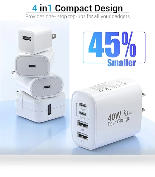 40W 4 Port Wall Plug Fast Charging Block — Chargers, Shenzhen Xihuida Electronics Co., Ltd.